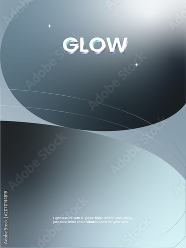 Abstract design featuring a glowing text effect against a smooth gradient background, ideal for skincare or beauty themes.