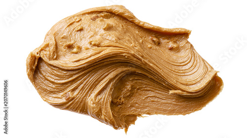 Quadro su tela Creamy peanut butter swirl with crunchy peanut pieces, isolated on transparent b