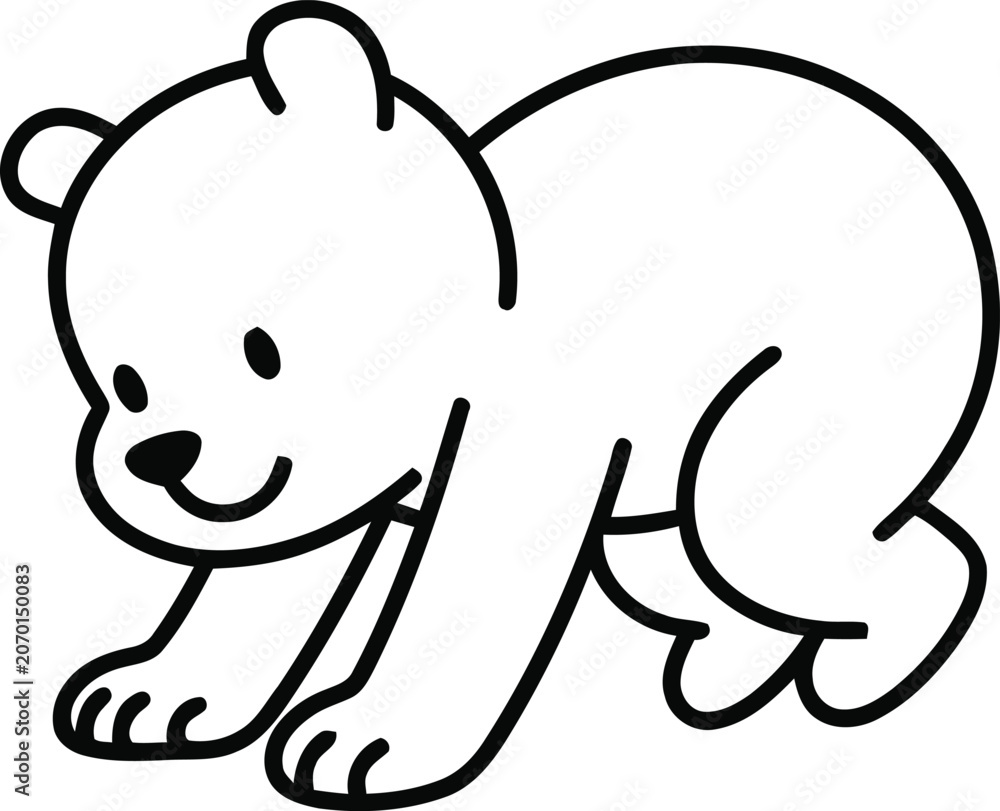 Fototapeta premium Cute polar bear cub crawling