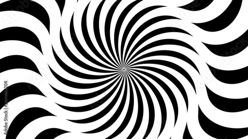 Hypnotic black and white Sunburst Background Loop, Rotating Sunburst Background, Dynamic vortex motion, abstract background, hypnotic visuals, optical illusion