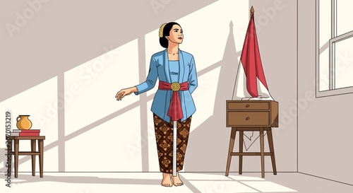 Woman in Traditional Indonesian Clothing.