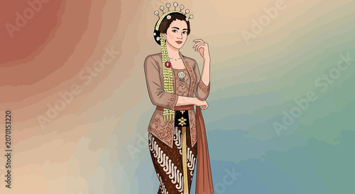 Woman in Traditional Indonesian Balinese Costume.