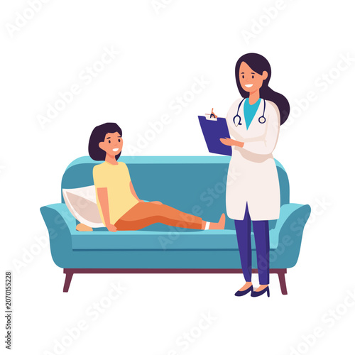 Doctor and patient in medical consultation illustration