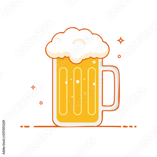Flat illustration of a beer mug with foam