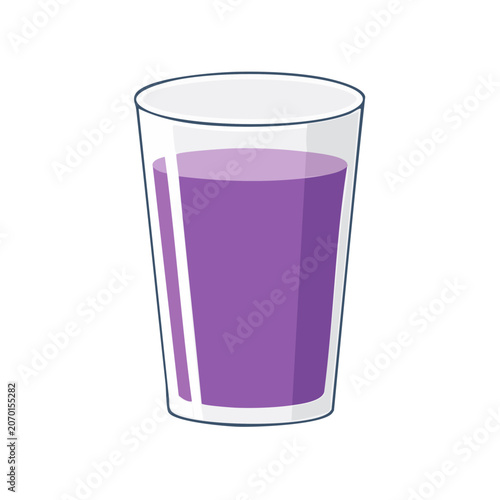 Flat illustration of a glass with purple liquid