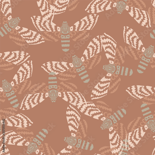 Mono Chrome Scattered Moths Vector Seamless Pattern