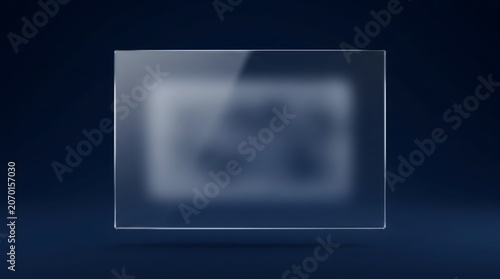A highly reflective surface displays a blurred image on a dark background with a glass-like object.