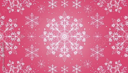 Elegant Pink Snowflake Pattern Background for Winter and Christmas.