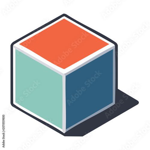 Isometric 3D Cube with Flat Design