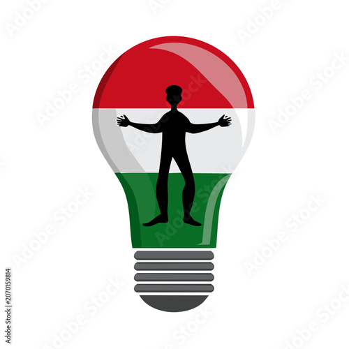 Light bulb with flag colors and human silhouette vector