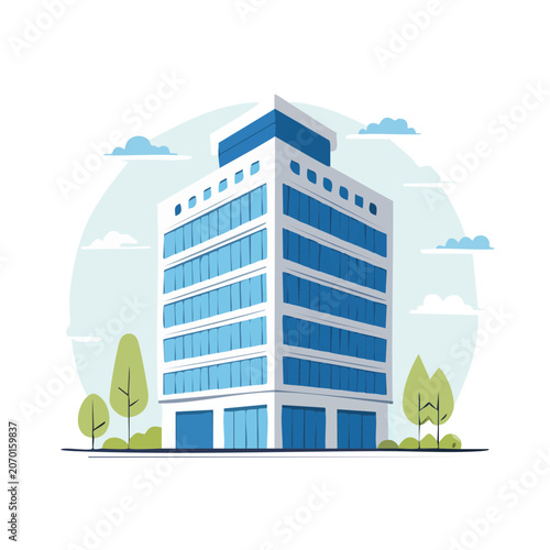 Modern office building flat vector illustration