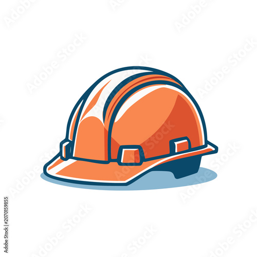 Orange and Blue Safety Hard Hat Vector Illustration