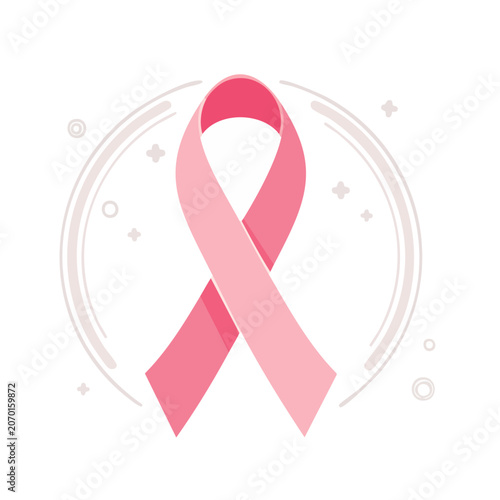 Pink awareness ribbon illustration on white background