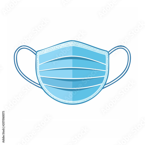 Blue Surgical Mask Flat Vector Illustration