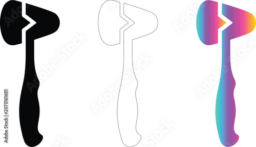 Medical Reflex Hammer Tool Vector Set