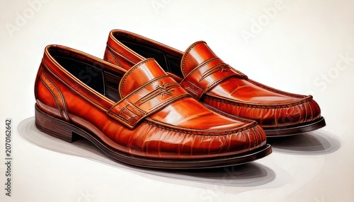 Elegant brown leather penny loafers for sophisticated style.