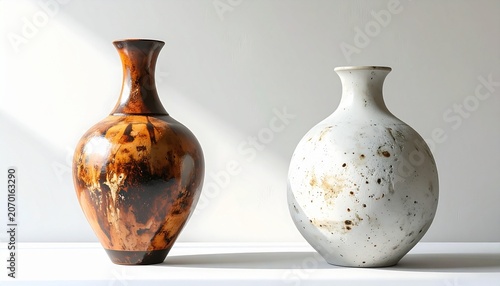Elegant Ceramic Vases - A Study in Form, Texture, and Light.