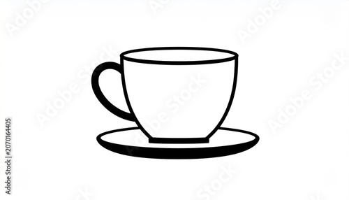 Elegant cup and saucer illustration for cafe or restaurant branding.