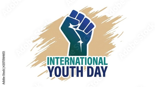 International youth day emblem with raised fist