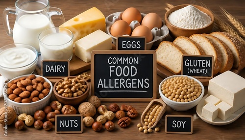 Common Food Allergens Dairy Eggs Gluten Nuts Soy Bread