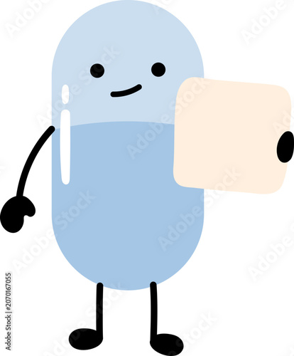 Pill medicine cartoon character hold blank paper illustration
