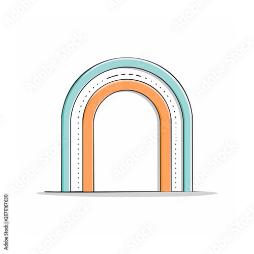 Colorful curved arch vector illustration