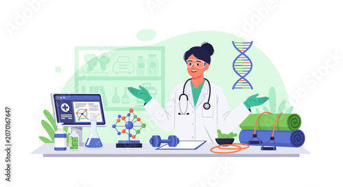 Doctor Discussing Medical Research and Healthy Lifestyle Choices.