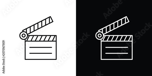 Foto Film clapperboard icon in line