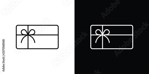 Gift card icon in line. Editable stroke. Vector illustration.