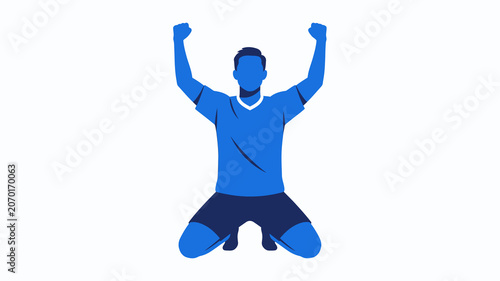 Картината върху платно A man celebrating with raised arms.