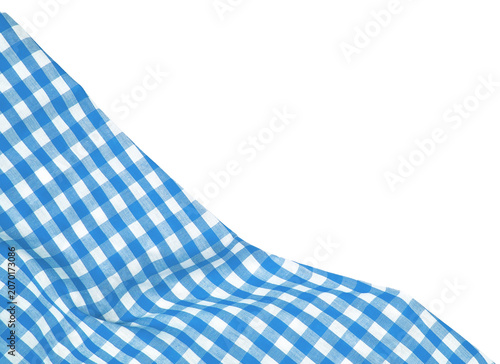 Wrinkled blue gingham fabric