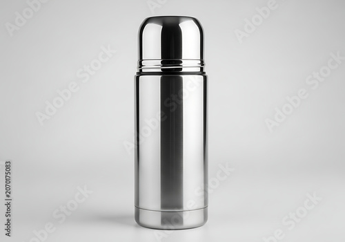 Stainless steel travel thermos bottle upright