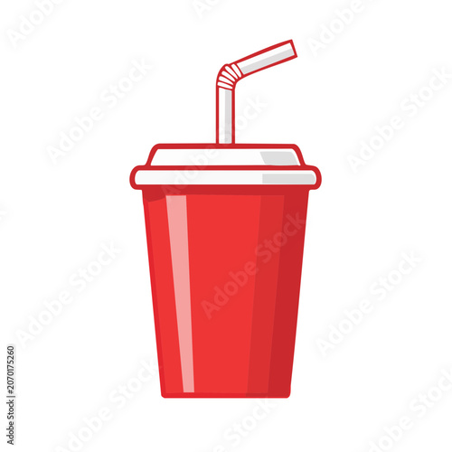 Red Soda Cup with Straw Vector Illustration