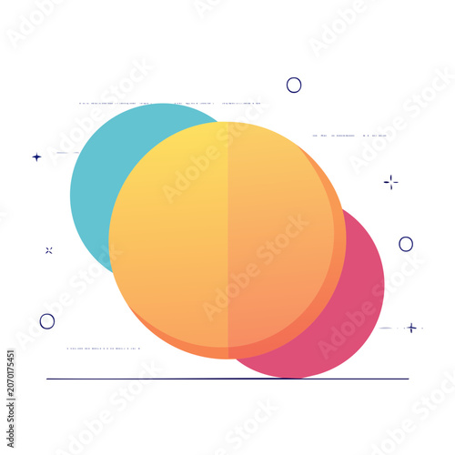 Abstract overlapping circles with gradient colors on white background