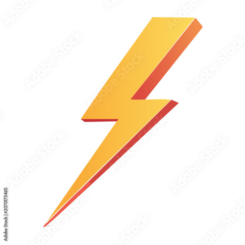 3D yellow lightning bolt icon on white background