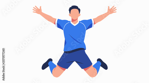 Slika na platnu A joyful man in blue sportswear jumping.