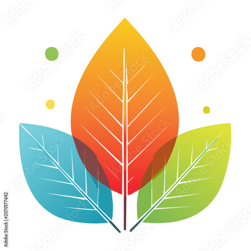Colorful autumn leaves flat illustration
