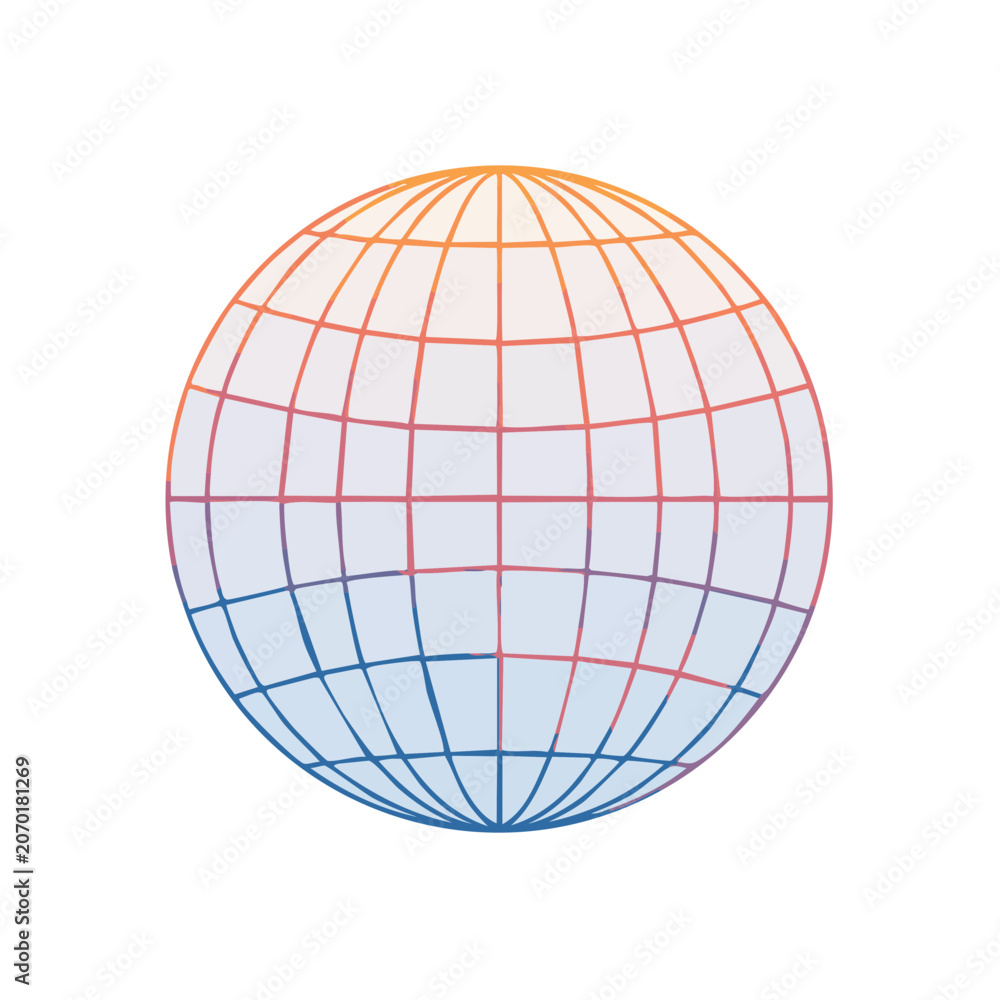 Fototapeta premium Wireframe Globe with Grid Lines