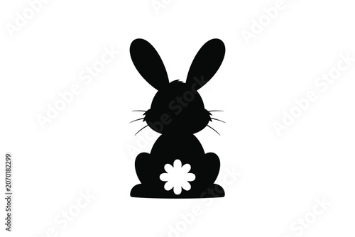 Silhouette bunny graphic with flower tail design element silhouette seasonal