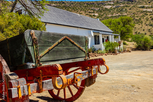 Bild auf Leinwand Old antique vintage Ox Wagon at colonial homestead