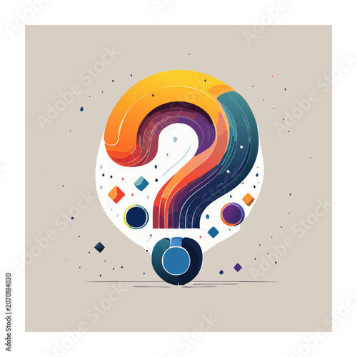 Abstract colorful question mark with geometric shapes