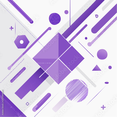Abstract Geometric Shapes with Purple and White Color Scheme