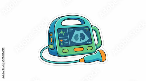 A portable medical device with a screen displaying a lung scan and various buttons