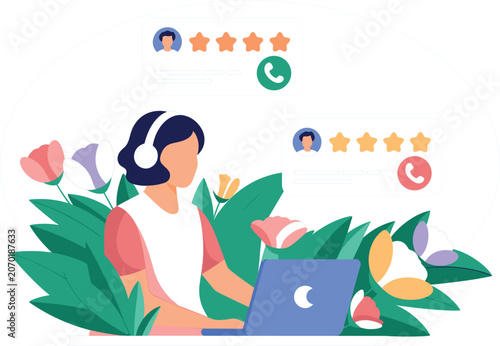 Customer support concept with online assistance feedback ratings and remote communication