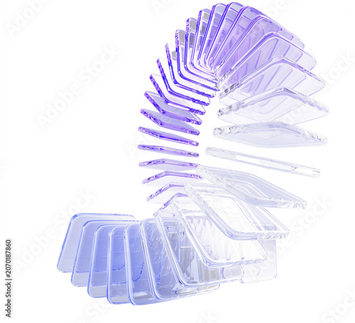 Fotografía Hologram glass loop line render art, graphic circular array effect