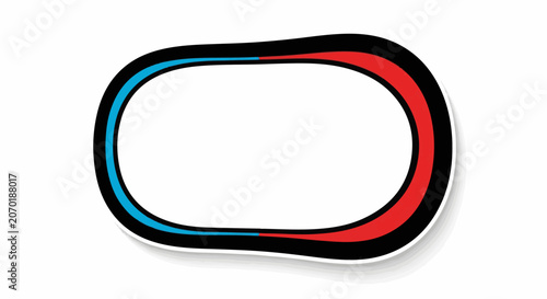 A rounded rectangle with a blue and red outline on a white background