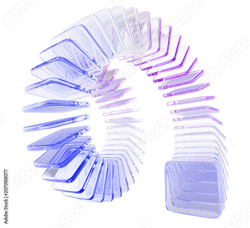 Foto Spiral glass holographic 3D tape ribbon, graphic circle array effect