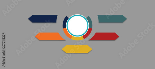 Circular Business Infographic Template with Five Steps. Colorful Workflow Infographic Diagram Vector.