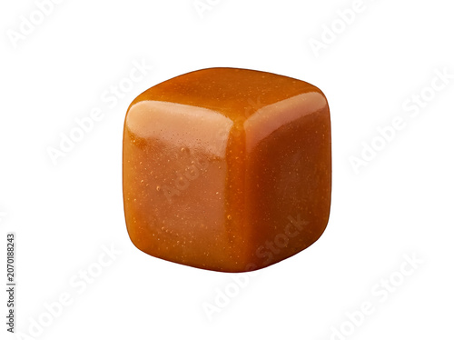 Fotografie Rich amber caramel candy cube, a delectable and smooth sweet, perfectly isolated on a transparent background