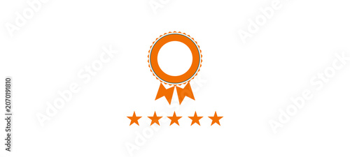 5 Star Rating Badge Icon Vector Illustration. Certification Ribbon Badge,